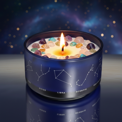Candela Zodiacale con Mix Cristalli Piccoli - Stile Cosmico