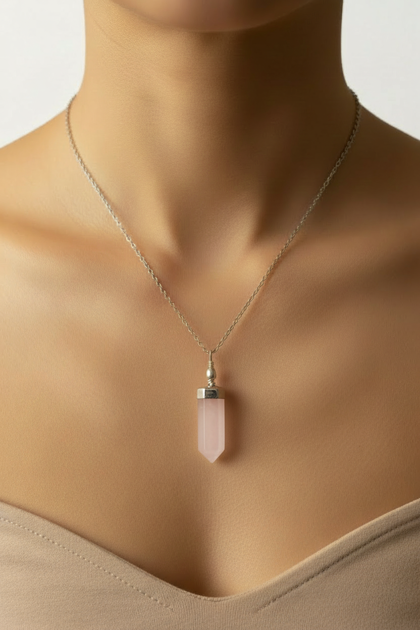 Collana cristallo quarzo rosa