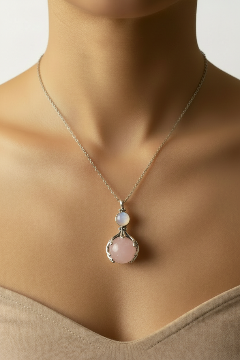 Collana mano quarzo rosa