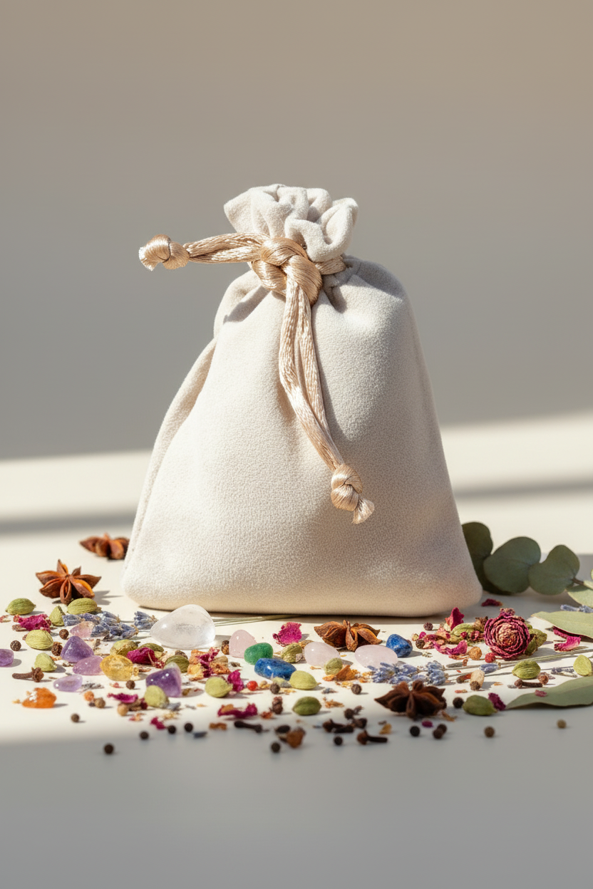 Sacchettino avorio con composizione completa