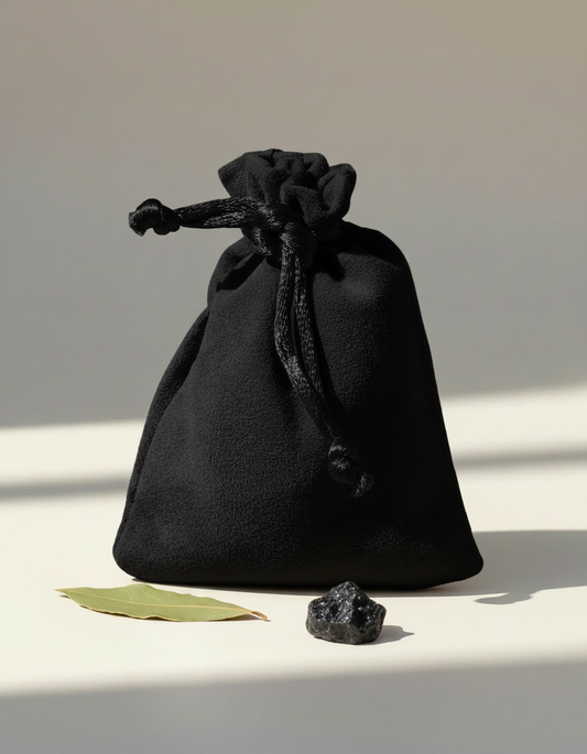 Sacchettino Nero con alloro e cristallo nero