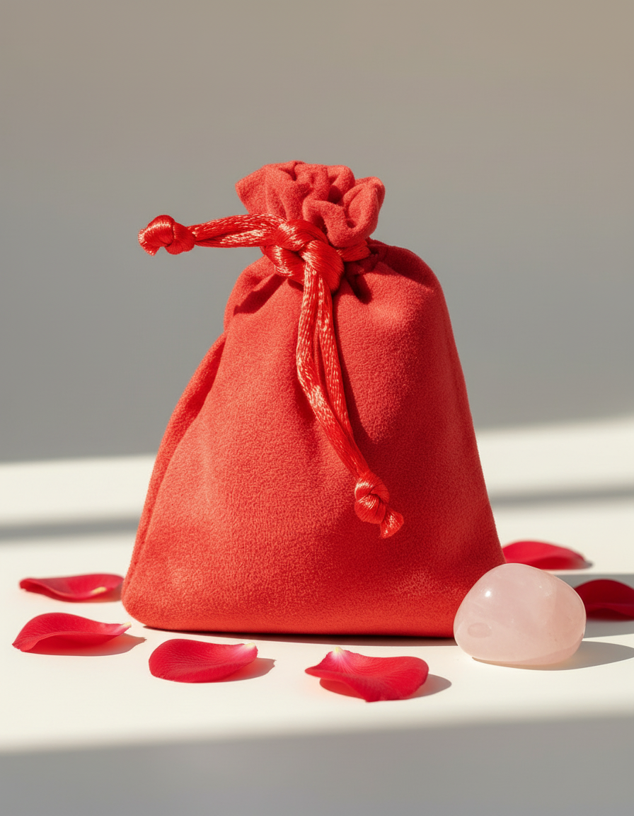 Sacchettino Rosso con petali a cuore